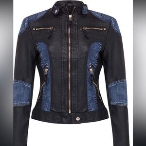 Black and Blue Biker Jacket